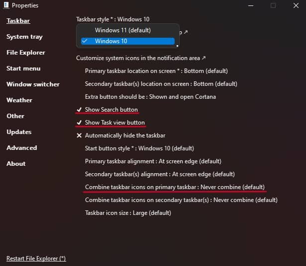change to windows 10 taskbar