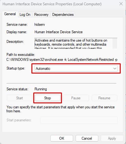 check startup type and service status