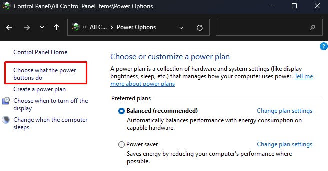 choose what power buttons do reboot dell laptop