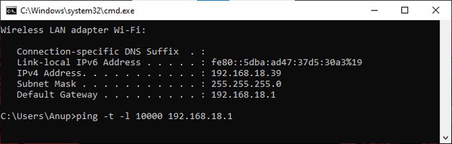 continuous-ping-default-gateway-with-large-packet-size