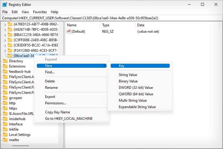 creating InprocServer32 key