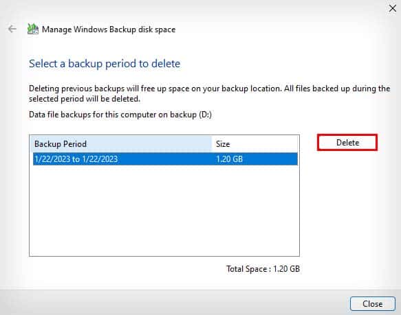 delete backups