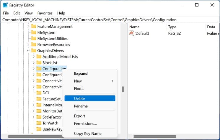 delete configuration