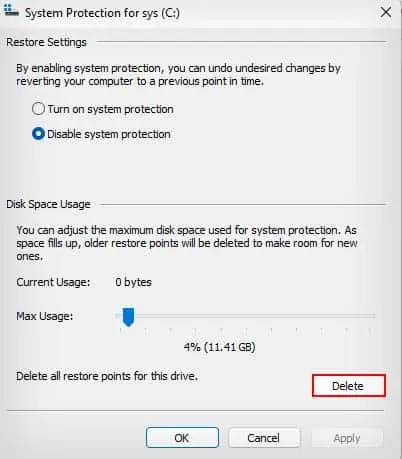 How to Delete Backup Files on Windows 9 delete-system-restore-point