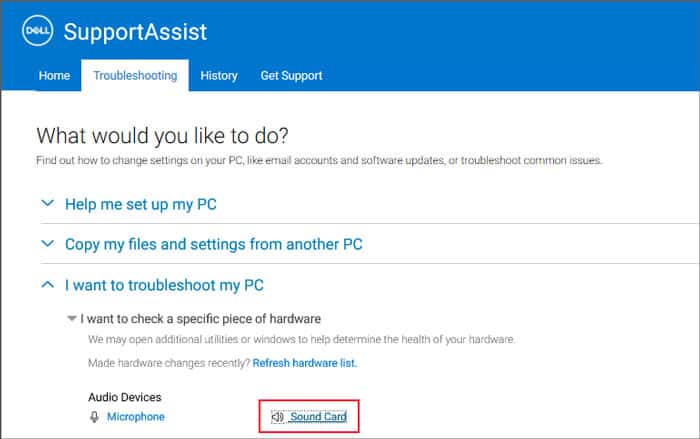 dell-supportassist-troubleshooting-sound-card