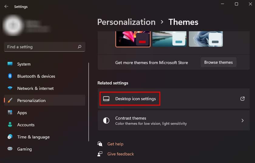 desktop icon settings