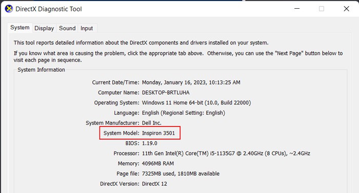 directx-diagnostic-dell-model