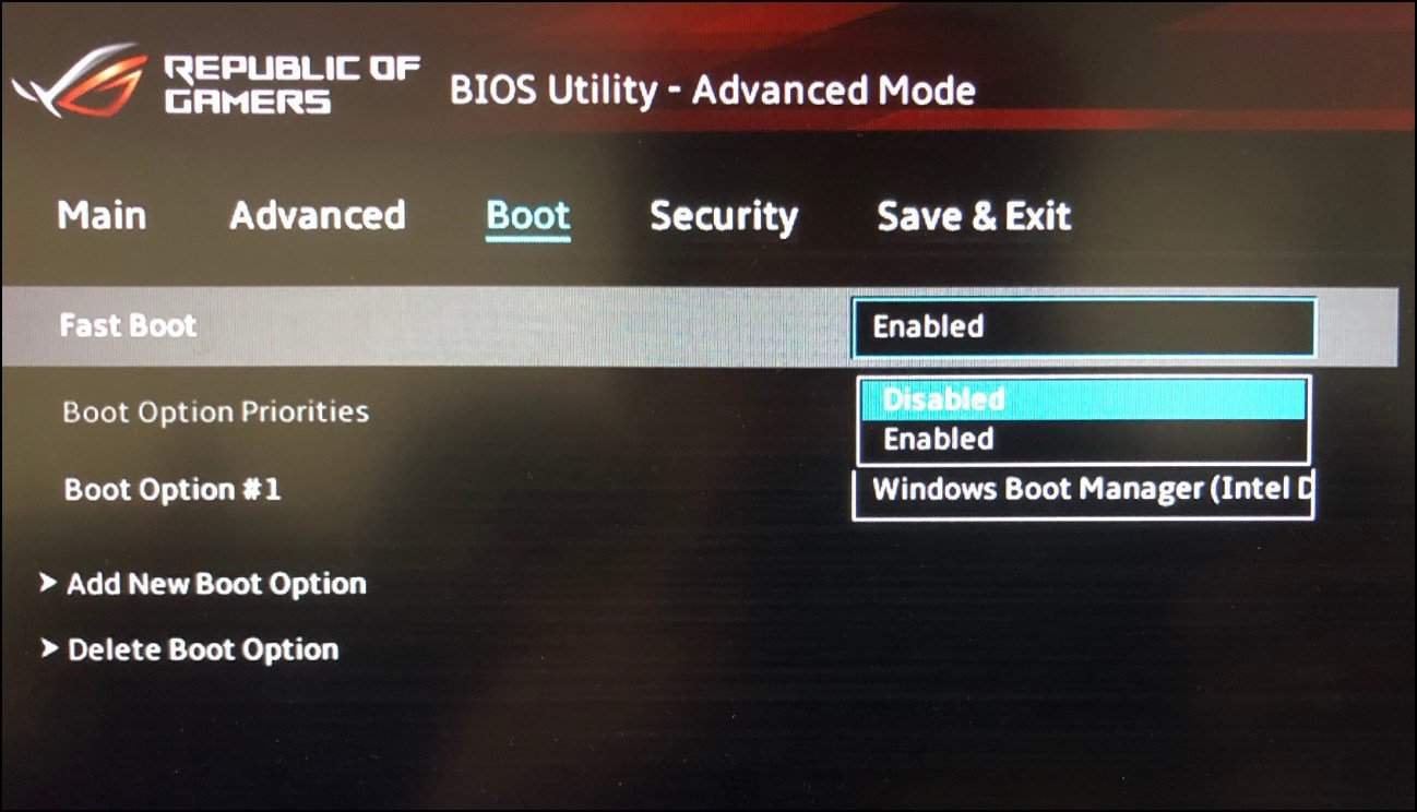 disable fast boot