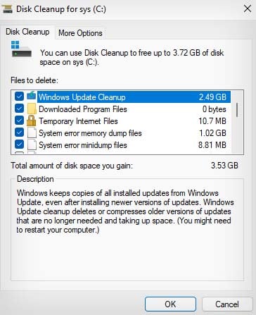 disk cleanup for os drive