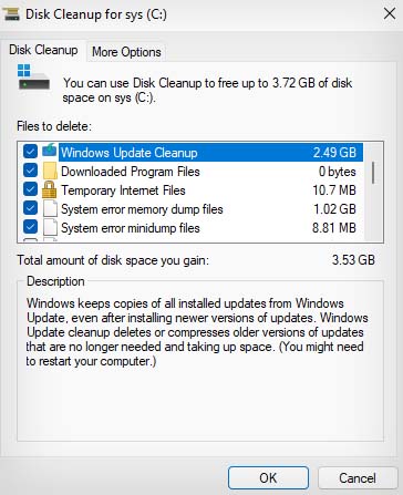 disk cleanup for os drive