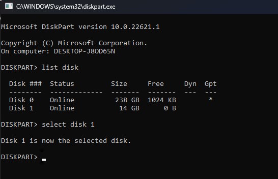 disk part