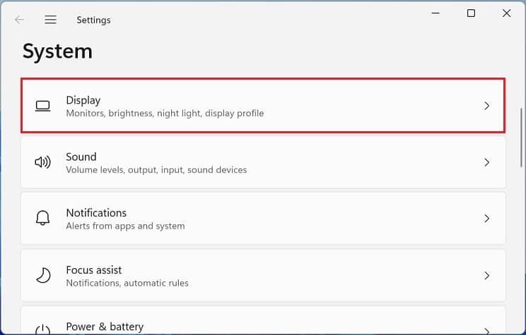 display in settings