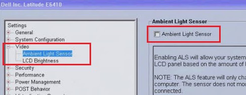 enable ambient light sensor