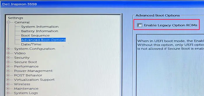 Why is My Dell Laptop Stuck on Dell Screen? How to Fix It 11 enable-legacy-option-rom