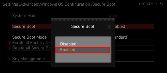 enable secure bios in msi motherboard