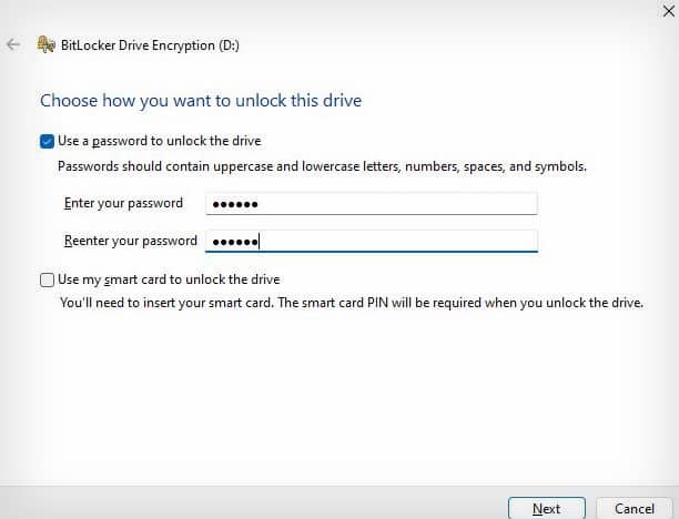 enter passkey for encryption