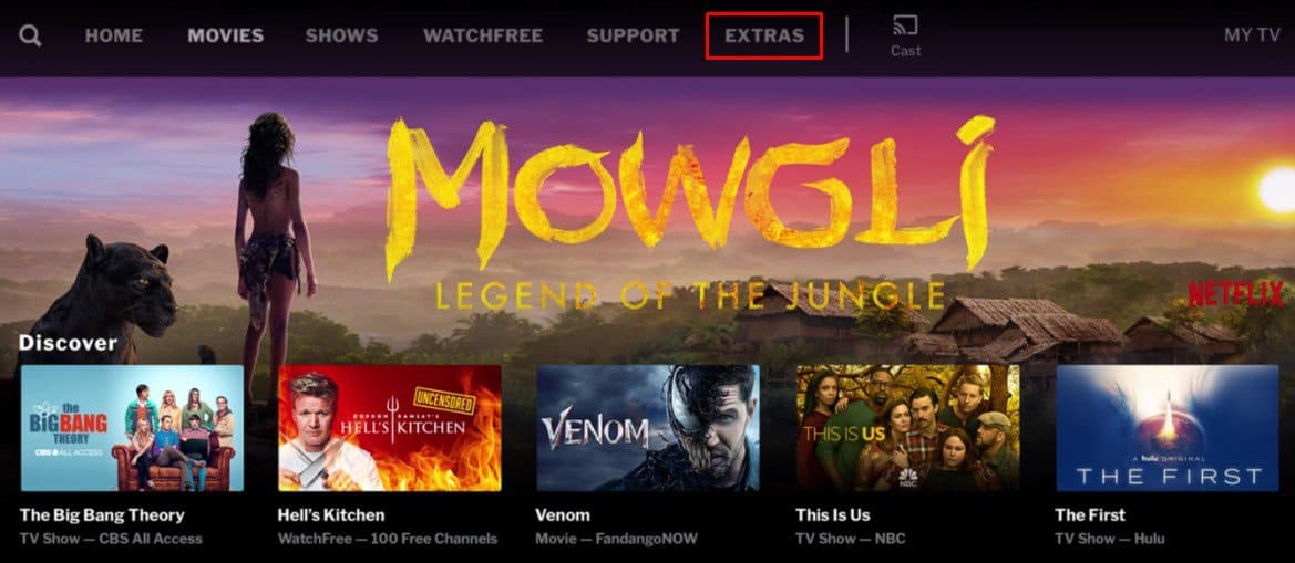 extras menu on vizio tv