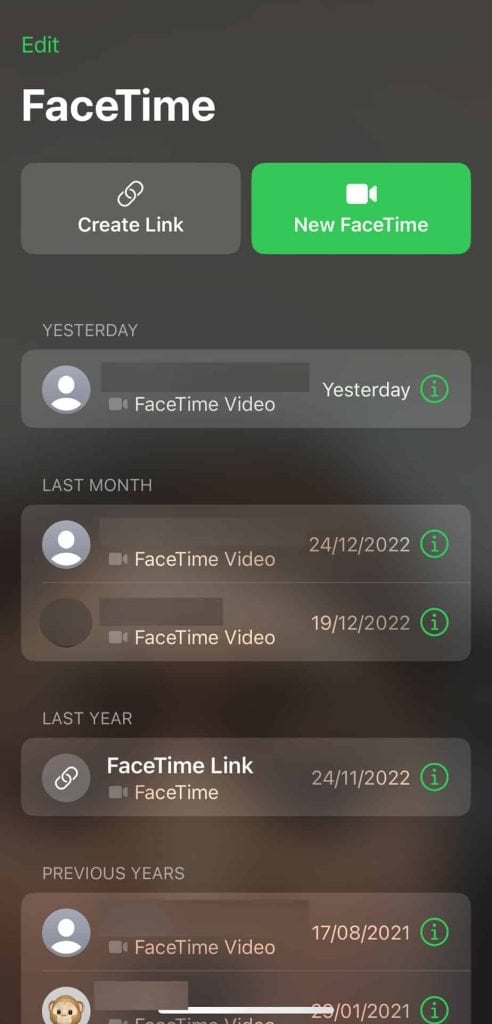 how to get facetime call log history
