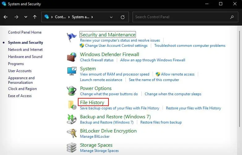 How to Delete Backup Files on Windows 5 file-history