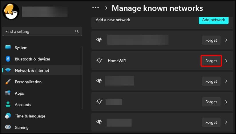 forget known networks