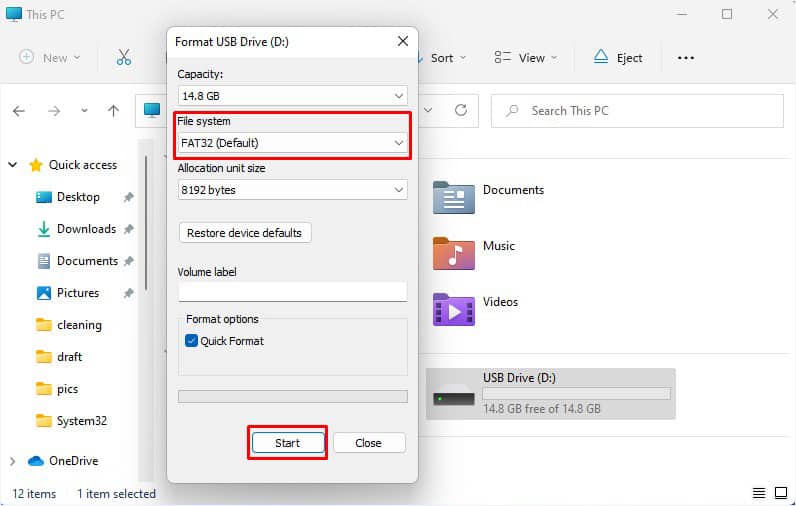 format drive in fat32