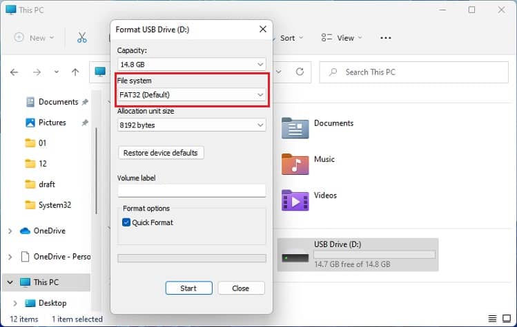 format flash drive in fat32