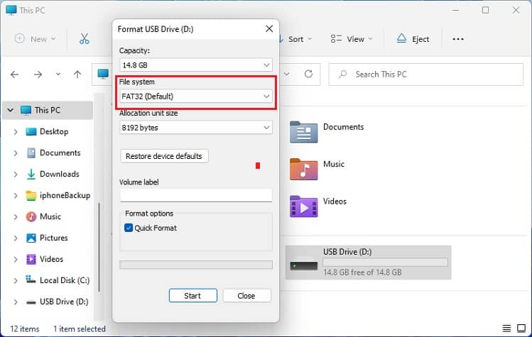 format in fat32
