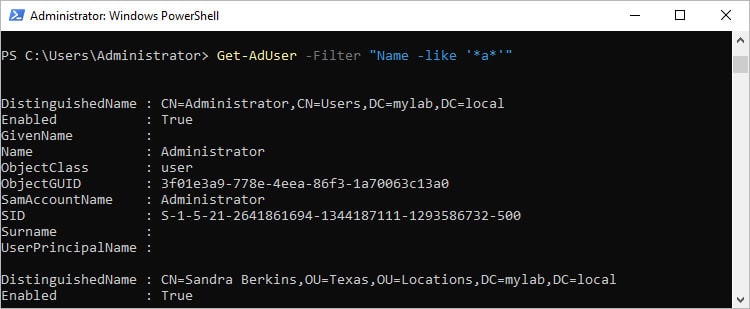 How To Use PowerShell Get-ADUser 3 get aduser filter name like