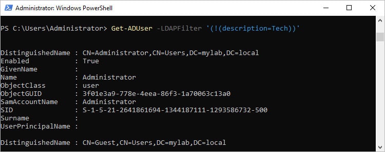 How To Use PowerShell Get-ADUser 9 get aduser ldapfilter not