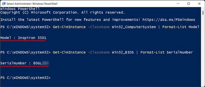 get-ciminstance-powershell-dell-model-serial-number