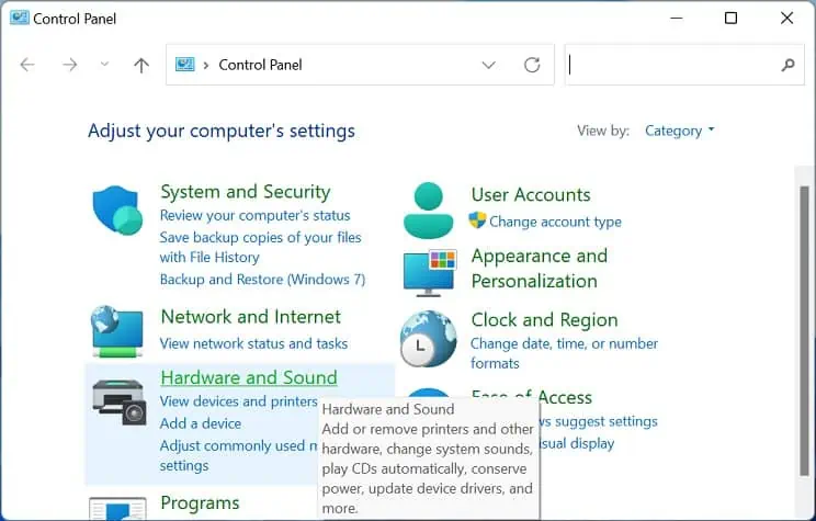 USB Hub Not Working? Here’s How to Fix It 18 hardware-and-sound-in-control-panel