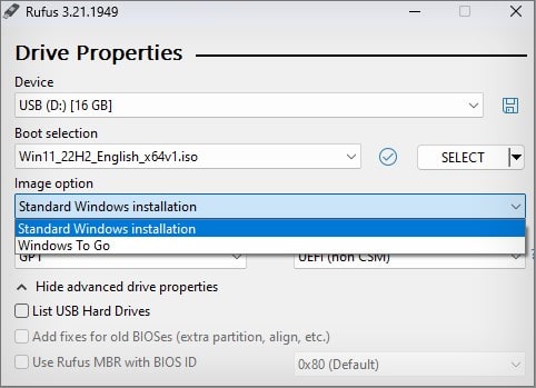 image options