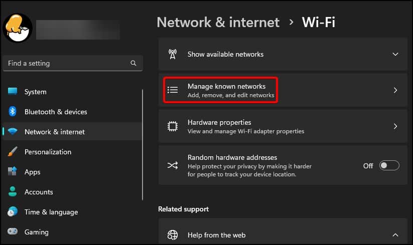 manage known networks