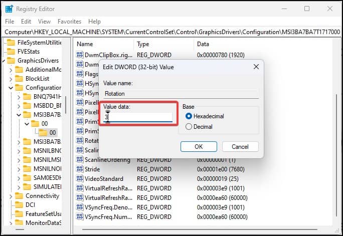 Change the key value in the registry  