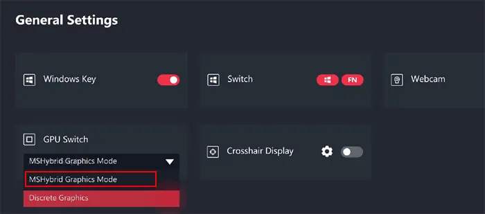 mshybrid-graphics-mode