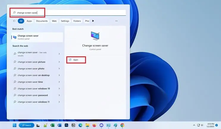 open-change-screen-saver-from-start-menu