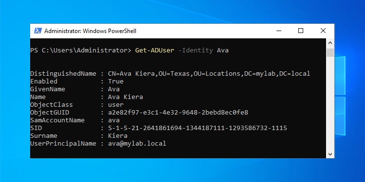 powershell get-aduser