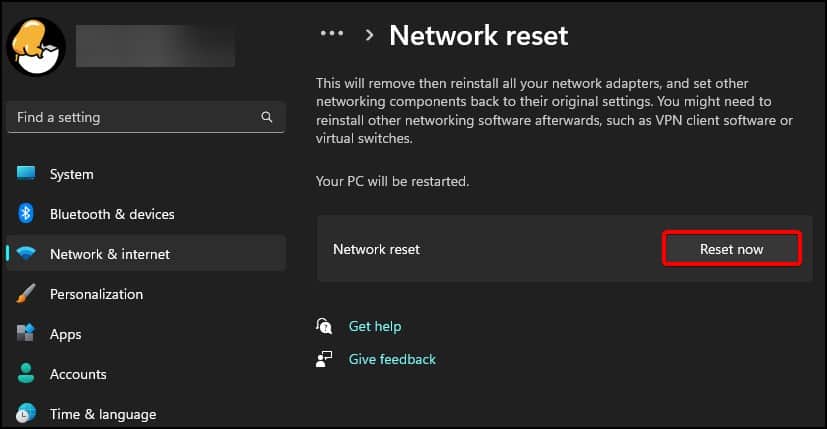 reset now