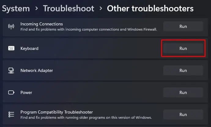 run-keyboard-troubleshooter-logitech-keyboard