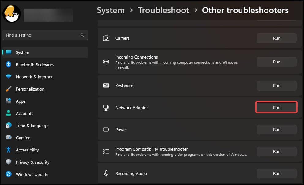 run network troubleshoot