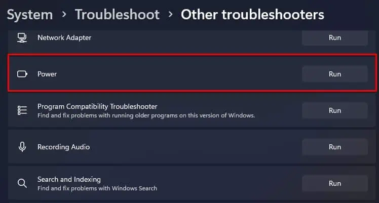 Dell XPS Not Charging? Try These 6 Fixes 12 run-power-troubleshooter-dell-laptop-xps