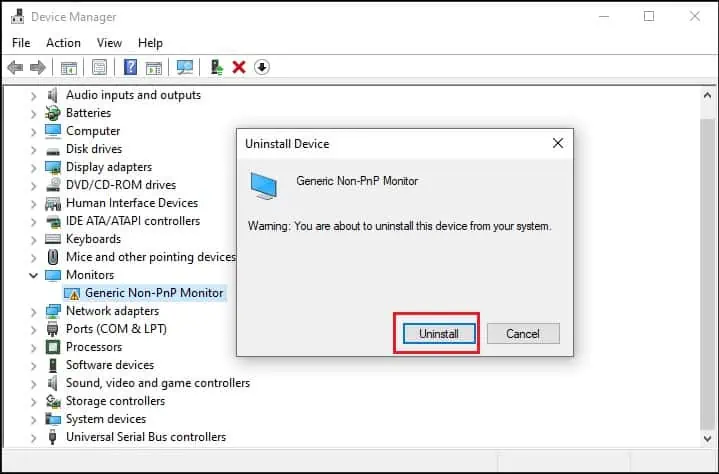 14 Ways to Solve a Black Screen on Your Dell Laptop 25 safe-mode-uninstall-button-to-uninstall-device