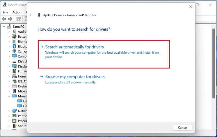search automatically for drivers