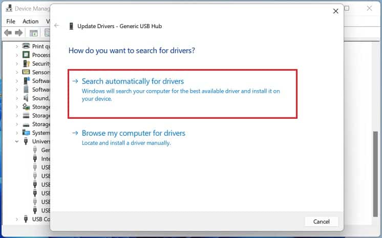 search for usb hub drivers