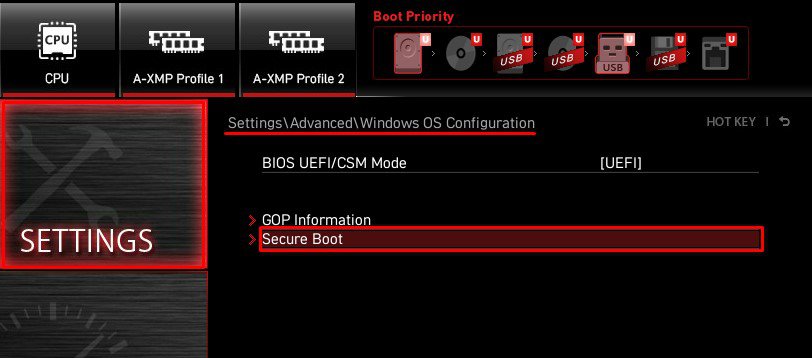 secure boot windows os config