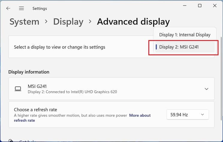 select problematic monitor