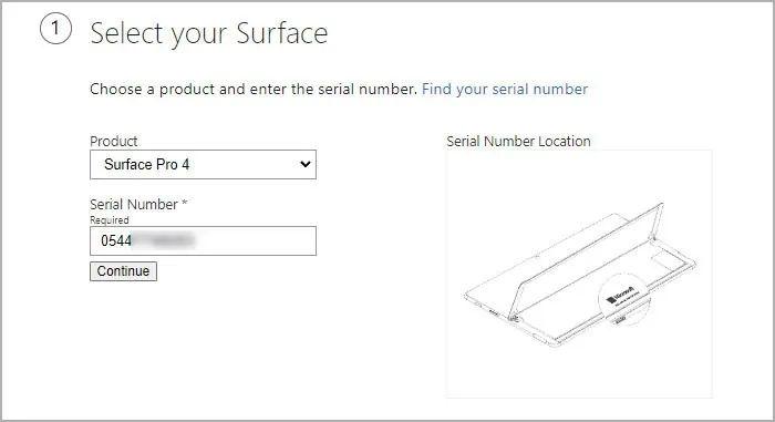 select-surface-product-and-serial-number-1
