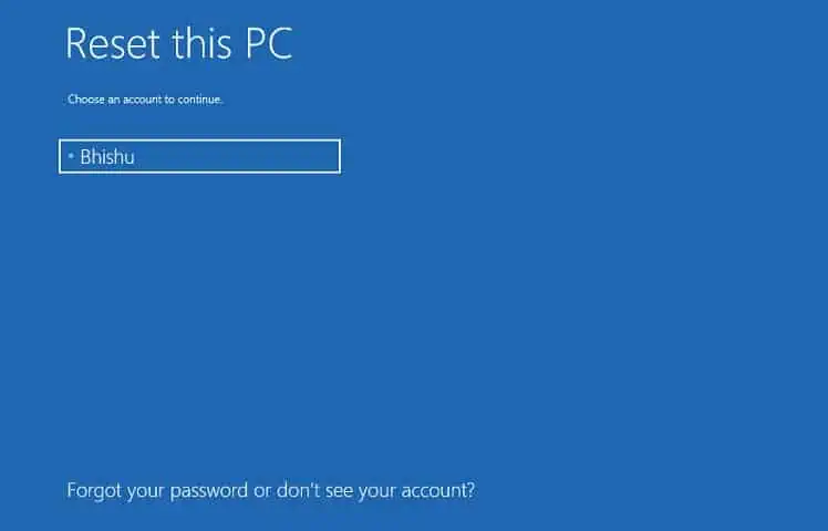 Display Not Working on Laptop? 9 Ways to Fix It 30 select-your-account-in-reset-this-pc-screen
