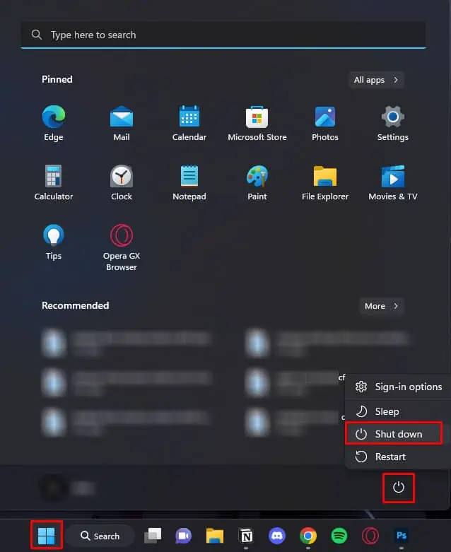 shutdown-using-start-menu