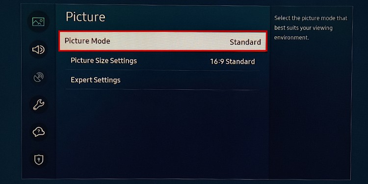 Best TV Settings for Gaming 6 standard picture mode